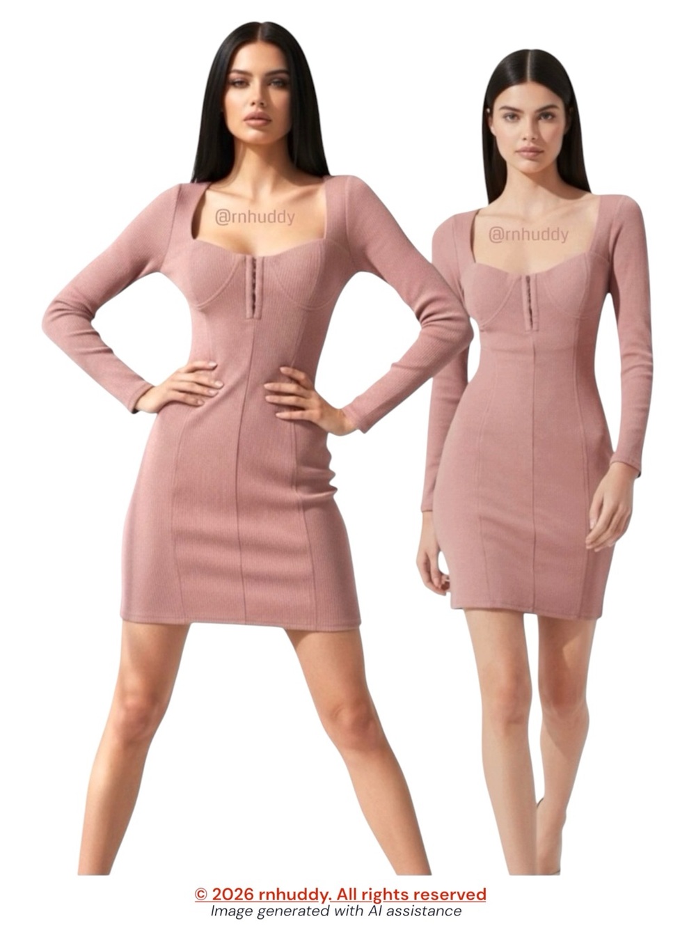 ASTR S blush hook & eye corset long sleeve mini dress